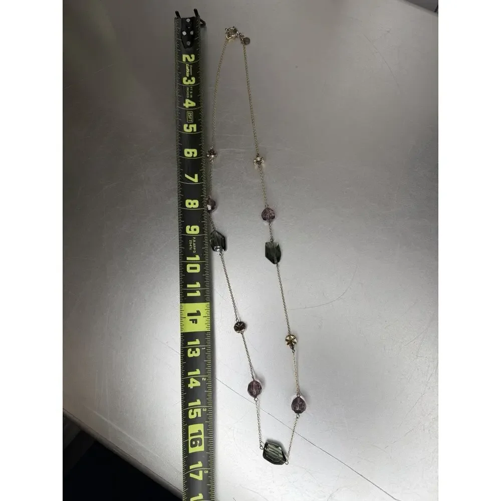 J. Crew Gold Tone Multi-Color Crystal Statement Necklace Long Layer